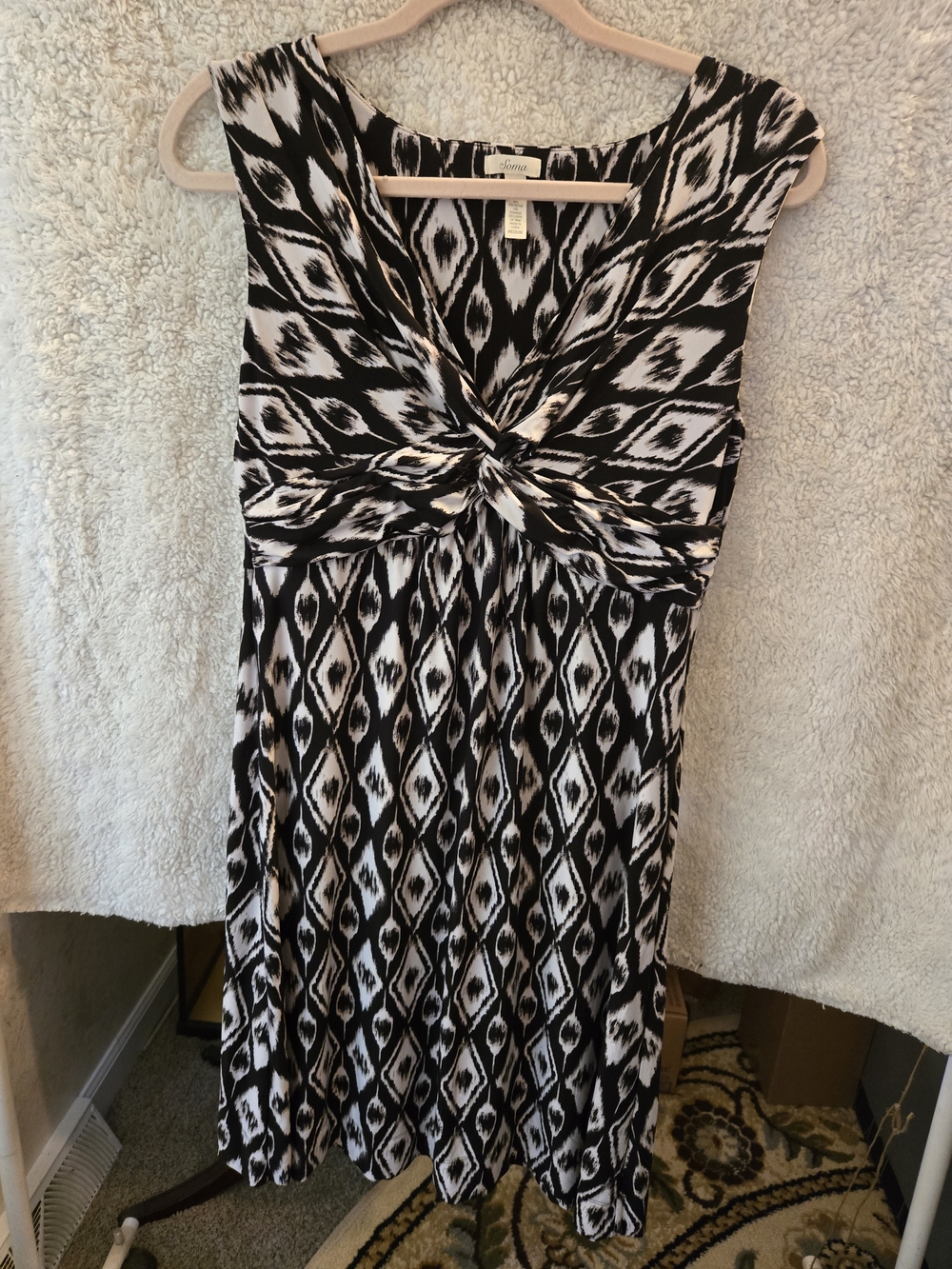 Soma Black & White Twist-Front Midi Dress